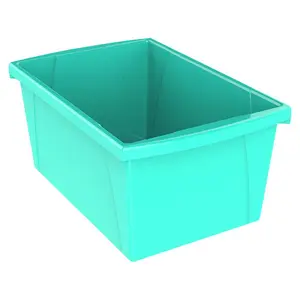 212 MAIN 5.5 Gal Plastic Impact-Resistant Classroom Storage Bin, Teal, Legal Size Fit, Easy-Carry Open Storage Bins Organizer, Bins Easy-Carry Open Storage
