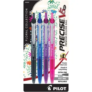 Pilot Precise V5 RT Premium Retractable Rolling Ball Pens, Extra Fine Point, Assorted Ink, 4 Count