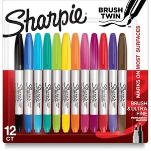 212 MAIN Dual-Tipped Art Markers - Brush Tip Markers with Vibrant Permanent Ink, Sanford Assorted Colors, Pack of 12