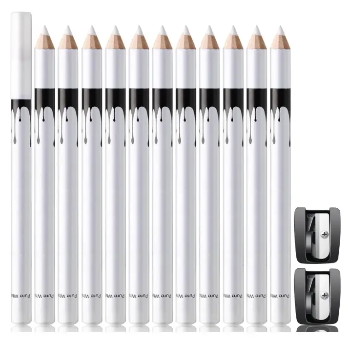 Noerrors 12Pcs White Barber Pencil Set Magic Hairline Pencils for Lineup Beard Shaping Guide Pen with Sharpener Barber Chalk for Men Hair Makeup Design