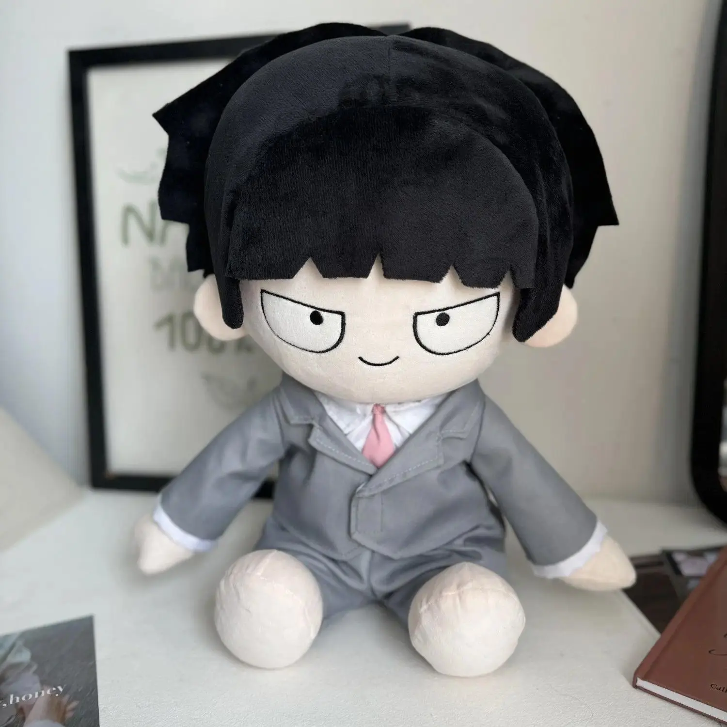 Stuffed 40cm Anime Mob Psycho 100 Shigeo Kageyama Sitting Posture Cotton Doll Toys for Kids Adults Birthday Or Festival Gift