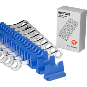 40PCS Modular Wrench Organizer Wrench Holder - Wrench Tool Organizers for Tool Drawer, Wrench Set with Metric & SAE Label, Wrench Rack Tool Gift for Mechanics Men, Blue