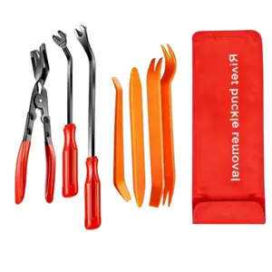 8-Piece Automatic Clamp Kit & Fastener Removal Tool Set, Car Decoration Rivet Remover Pry Bar Repair Kit, Includes Door Panel Storage Bag, Car Repair Tools