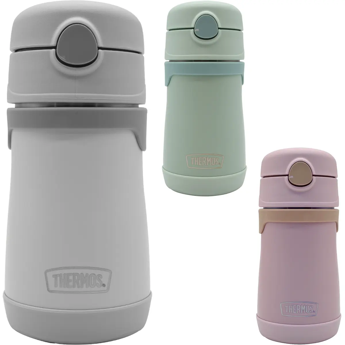 Thermos Baby Vacuum Insulated Stainless Steel Straw Flask - 10 oz, Dishwasher Safe, Secure Hygienic Covered Straw Lid, Interchangeable Lid System, Keeps Beverages Cold for 12 Hours, for Cold Drinking, 18 Months and Up (Kids' Flasks)