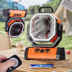 Warrenty Portable Camping Fan with LED Lantern 20000mAh Battery Powered Travel Fan with 1-8 Hour Timer 270° Head Rotation 4 Speeds Settings for Tents Office Desk Camping and Fishing, Summervibes, Fathersdaygift
