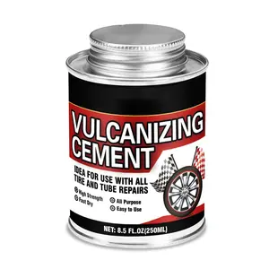 Vulcanizing Cement 8.5 FL.Oz,  Purpose Tire Repair Glue,  Dry Rubber Cement, Clear Patch Plug Kit with Brush Top Can for , ,