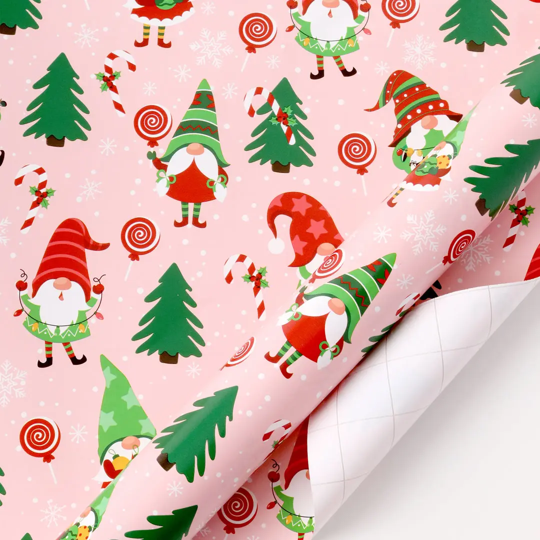 30" x 10' Holiday Wrapping Paper | Holiday Gnome Christmas Gift Wrap