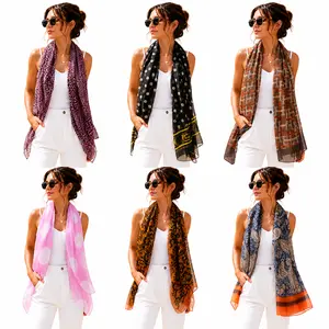 Soft Striped Scarf for Women,100% Viscose Lightweight Summer Shawl Wrap for Women & Men, Long Beach Cover Up Head Scarf Fashion Accessories for Daily Wear