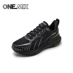 ONEMIX Bumper Elite men's Runner Sneakers Black Air Cushion Training Shoes Closed Toe Comfort for Road Running Jogging & Summer Sports Reflective Safety Feature ForMotion Technology Secure Fit