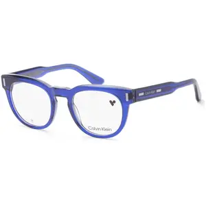 Calvin Klein Unisex Classic Style Circular Frame Blue Tinted Non-Prescription Optical Frames, 49 mm CK23542-438, Blue Tinted Non-Prescription Glasses, Circular Frame Non-Prescription Glasses