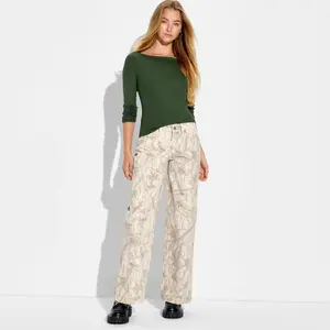 Women's Low-Rise Baggy Jeans - Wild Fable Gray Camouflage 8