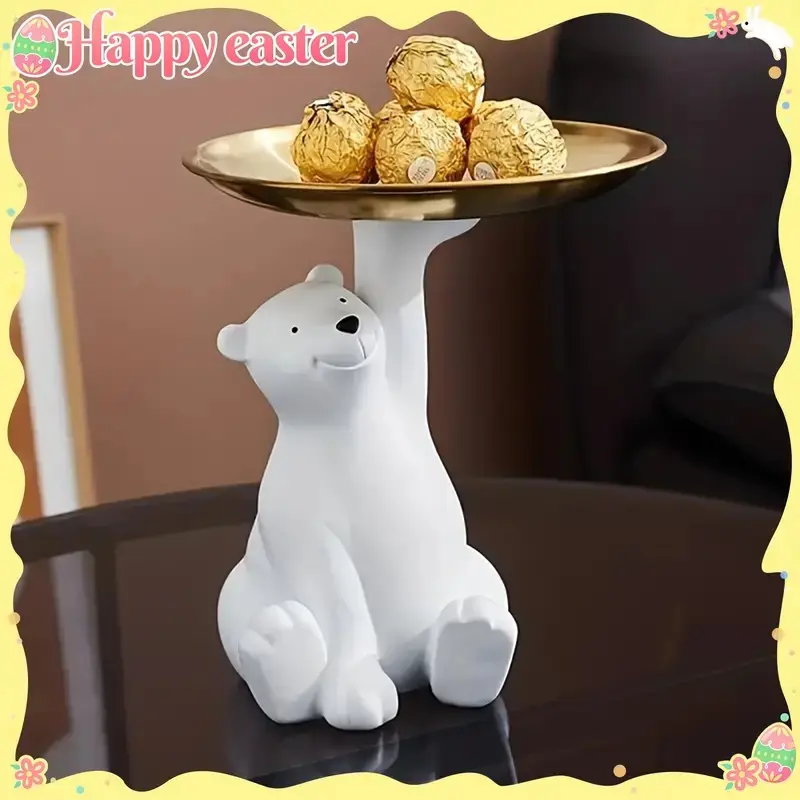 Polar Bear Tray Modern Bohemian Style, Lightweight for Bedroom Office Living Room, Smooth Surface Polar Bear Decor, Bear Ornament, Decorative Ornaments, Home Decor Ornaments