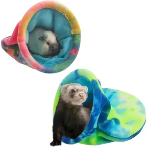 2 Pack Large Soft Fleece Snuggle Sack Cozy Cave Small Animal Sleeping Bag for Guinea Pig Ferret Hamster Rabbit Chinchilla Rat Squirrel Hedgehog Cage Accessories