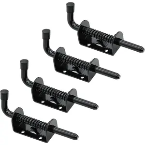 4 Packs 5 Inch Spring  Barrel Bolt Latch Pin, Heavy Duty Steel Sliding Door Lock for Doors/Cabinets/Chests, 2mm Thickened Interior and Outdoor Solid Hardware Latch