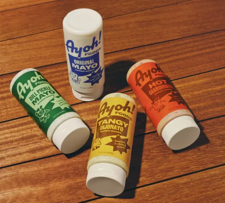 The mayos for every moment. The holy quadrinity. Hot Giardinayo, Dill Pickle Mayo, Tangy Dijonayo