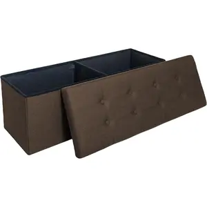 43 Inches Folding Storage Ottoman Bench, Storage Chest, Footrest for Entryway, Living Room, Holds up to 660 lb, Brown