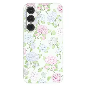 Hydrangea Floral Protective Samsung Case - Glossy Minty Base with Classic Coastal Design for Cellphone & Smartphone Protection