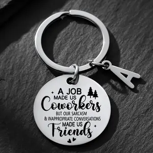 Elegant Stainless Steel Keychain - "Coworkers to Friends" Friendship Keyring, Gift for Colleagues, Office Sarcastic Quote, Ideal for Thanksgiving, New Year, Christmas, Party Favors