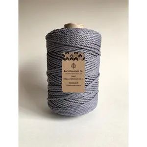 4mm 3 Ply Macrame Cord 3 Strand Twisted Cotton Craft Rope - Dark Gray Fiber Art String