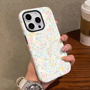 This spring floral pattern dual-layer protective case is a durable 2-in-1 device suitable for iPhone 17/16/15/14/13/12/11 Pro Max/Plus/Pro, Galaxy S25/S24/S23 Ultra. It's also a stylish couple's phone case.