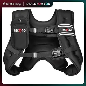 LEKÄRO Weighted Vest 6lbs-30lbs for Women & Men with Reflective Stripe Adjustable Buckle & Detachable Pockets for Workout Strength Training Running Walking Muscle Exercise Equipment