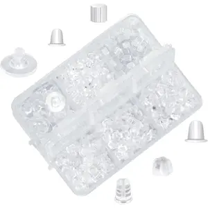 6 Styles Silicone Earring Backs for Studs/Droopy Ears/Heavy Earring, 600 Pcs Clear Soft Hypoallergenic Plastic Rubber Backs Replacements Backings Clutch Stoppers Kits