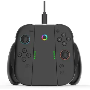 2 Joy Con  Grip, Comfort Controller Charger for   2 (2025) & OLED/ODM Accessories, Joy Con Grip with LED  and USB-C , Charge Dock Stand
