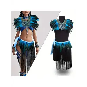 Gothic Carnival Skirt, 2pcs Layered Performance Costume with Detachable Accents for Stage Shows And Themed Parties, Bold And Dramatic Outfit for Dance, Halloween Events And Cosplay, Striking Design