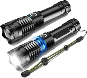 Rechargeable  Flashlight, 2Packs Zoomable LED  Flashlights 1500LM High Lumens w/ 5 Modes  Handheld Flash Light for  Outdoor Camping Hiking  Power Outage