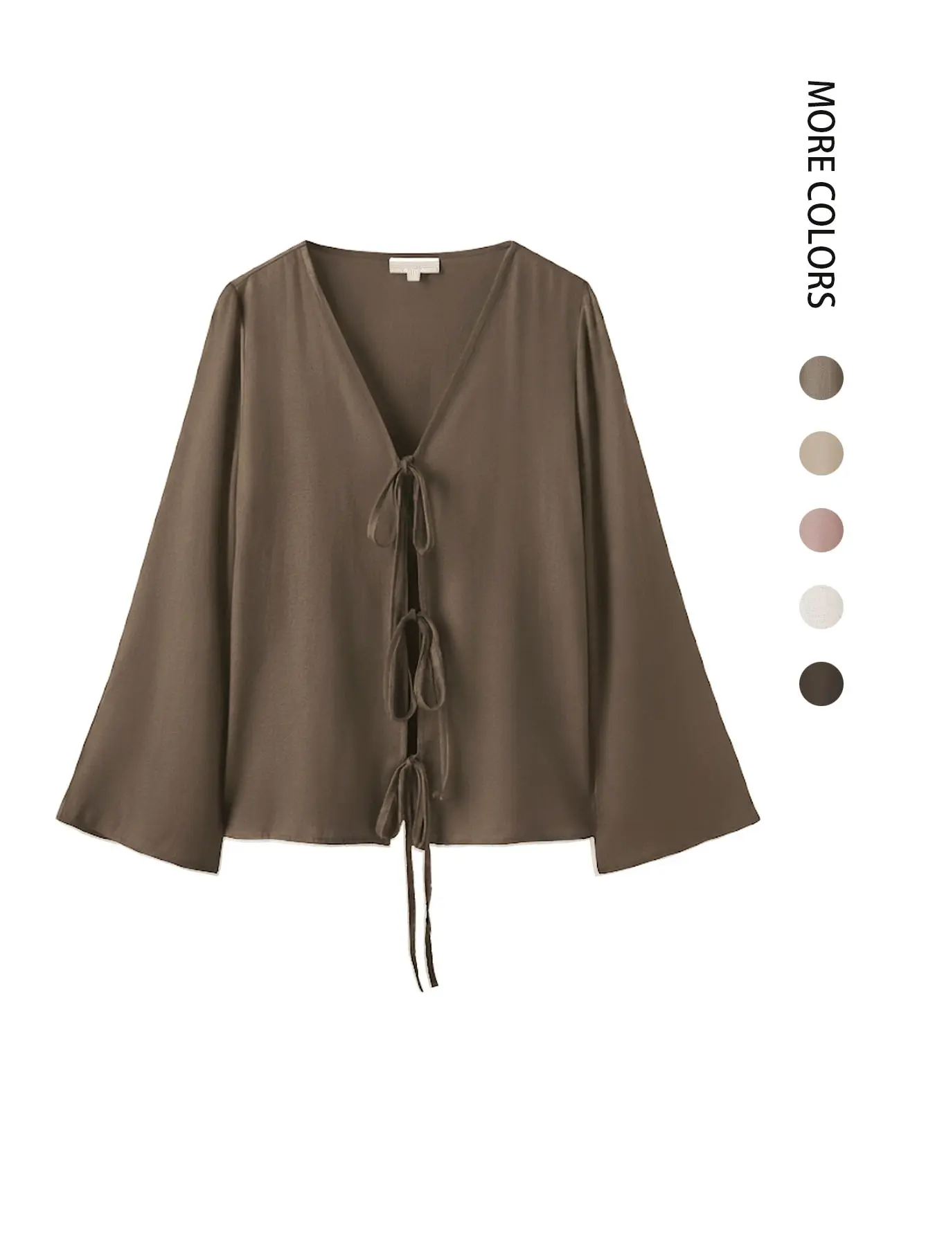 Women's Lightweight Linen Tie-Front Long Sleeve Top Blouse, Boho Shirt Blouse, Boho Chic Sleeve, Casual Summer Fashion, Breathable & Comfortable Design, Perfect for Daily Wear