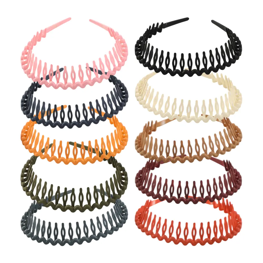 Women's 10-Piece Eco-Friendly Polycarbonate Comb Headband - Skinny, Stretchy, Anti-Fall, Non-Slip Elastic Fashion Accessory for Daily, Fitness, Specialty Kitchen Use