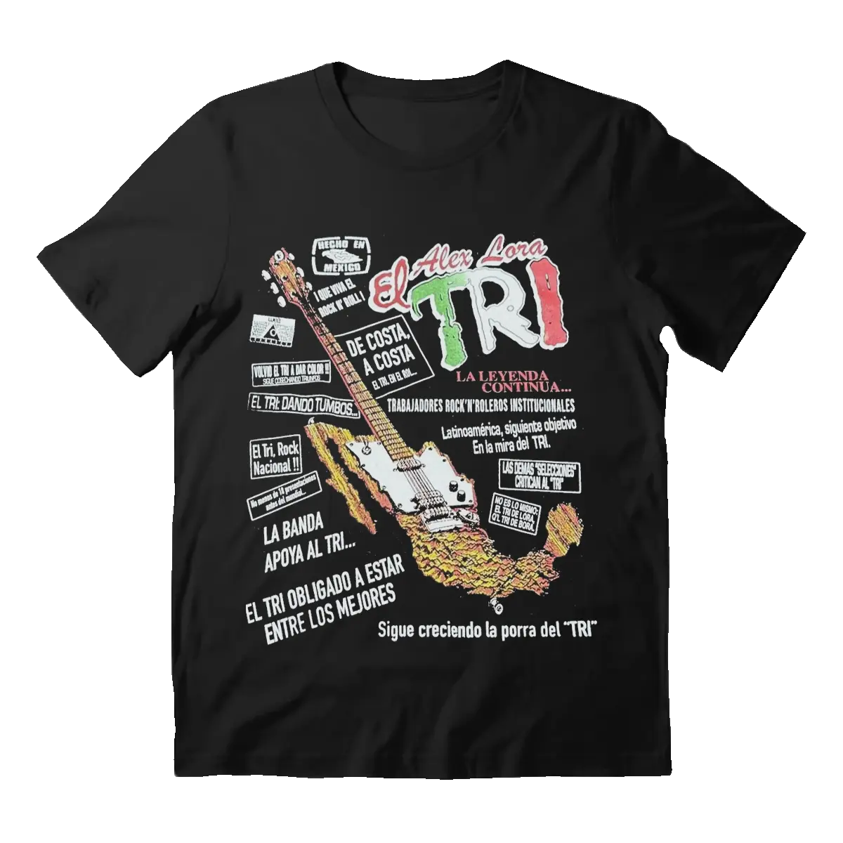 Hot Vintage El Tri Band Black Cotton T-Shirt Sweatshirt, Rock Hip Hop Sport Style Tee, Menswear Top