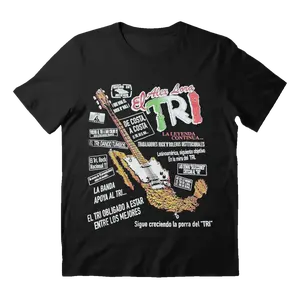 Hot Vintage El Tri Band Black Cotton T-Shirt Sweatshirt, Rock Hip Hop Sport Style Tee, Menswear Top