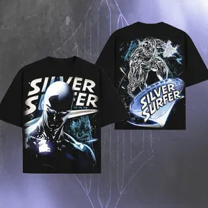 Fantastic Four Silver Surfer - Super Anti - Hero MCU Comic Double Printed Oversize Lightweight Shirt, Character Comics TV Series Graphic Design Unisex Top Cotton Streetwear T-Shirt Clothes Menswear