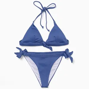 Women's Glossy Adjustable Bikini Set With Back Tie Closure & Brazilian Side-Tie Bottoms - High-Cut Sexy Swimwear For Teens And Adults