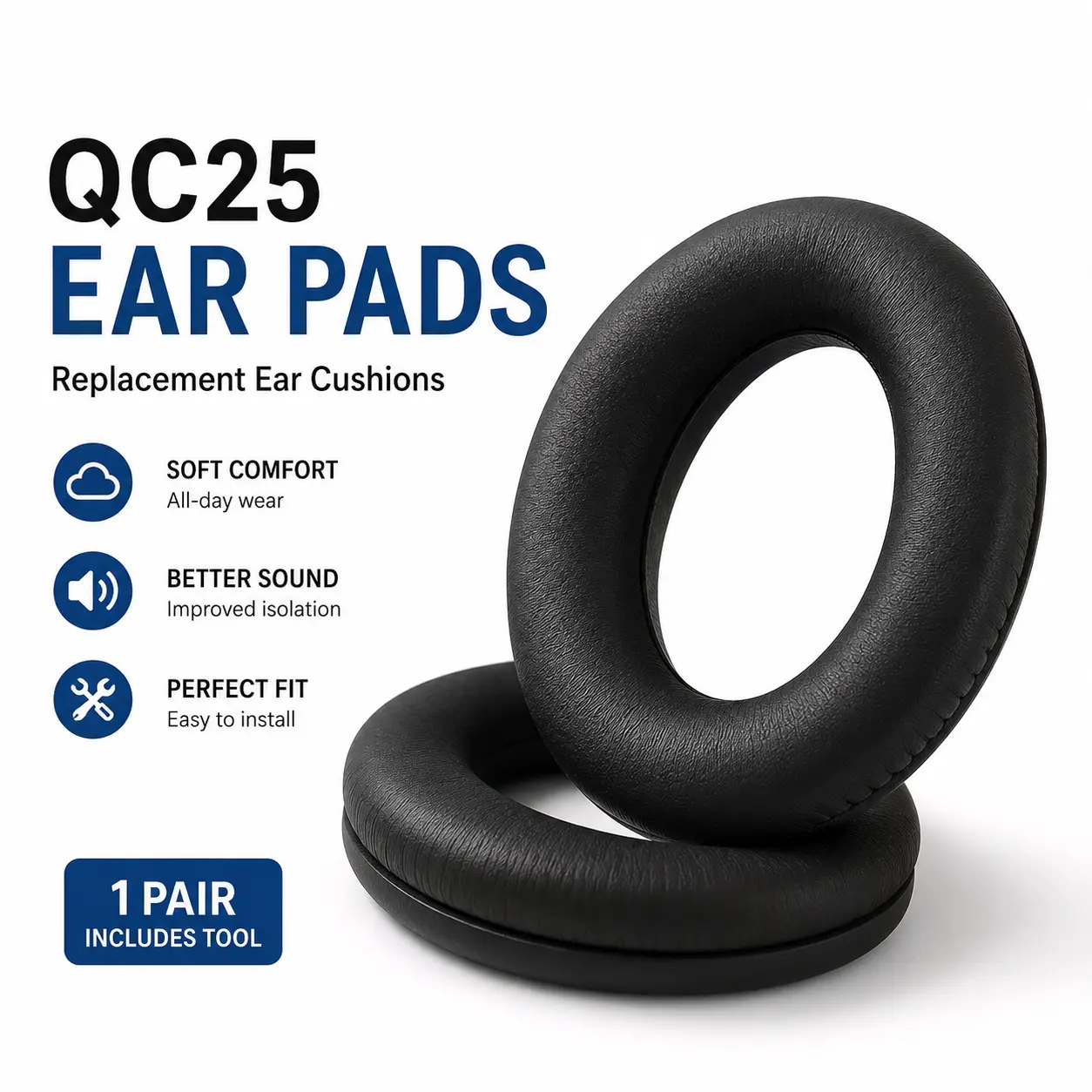 REPLACEMENT EAR PADS FOR BOSE QC25 HEADPHONES