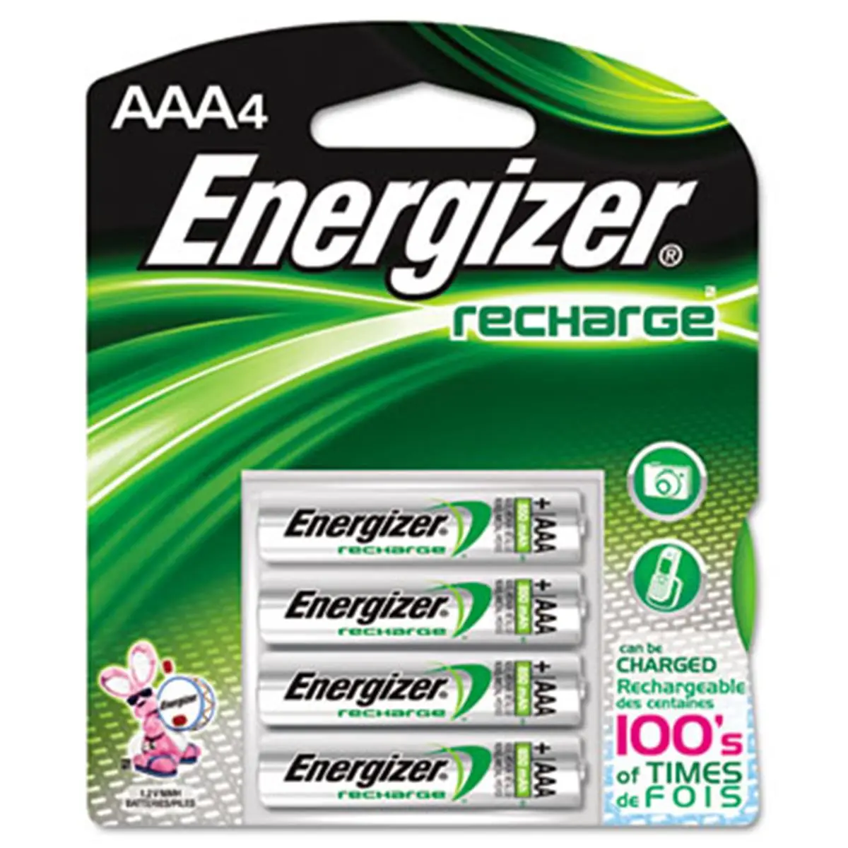 Energizer e² AAA Nickel-Metal Hydride Rechargeable Batteries, 4-Pack, Cadmium-Free, Long-Lasting Power for High-Drain Digital, Portable Outdoor Sports & Cycling Devices