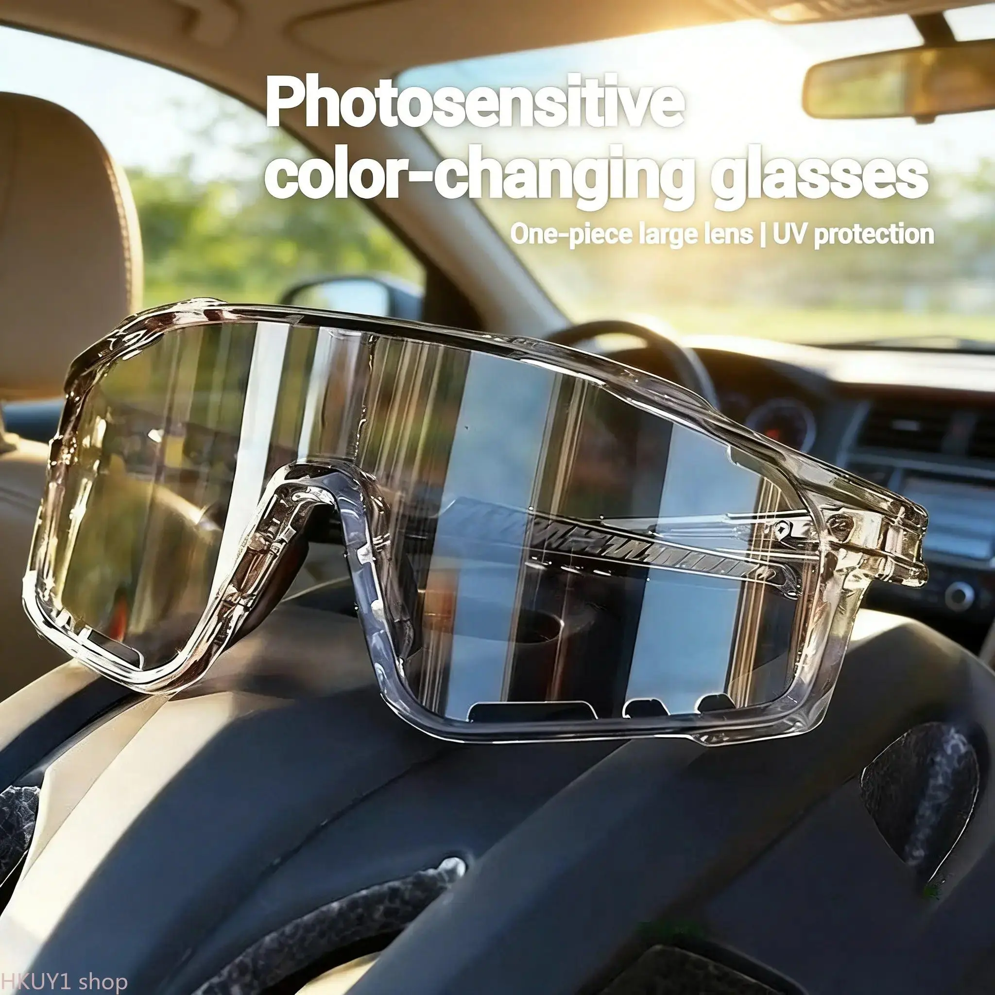 New Arrival: UV-Protective Sunglasses for Hiking & Cycling — Windproof, Changes color in response to UV intensity; the stronger the UV light, the deeper the color change.Sand-Resistant Sports Eyewear with Versatile, Stylish Photochromic Lenses