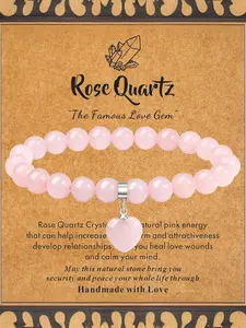 Women's crystal bracelet, Healing crystal bracelet, 8mm natural gemstone beaded bracelet, heart-shaped bracelet jewelry gift, suitable for birthdays, Mother's Day, Valentine's Day, and anniversaries.