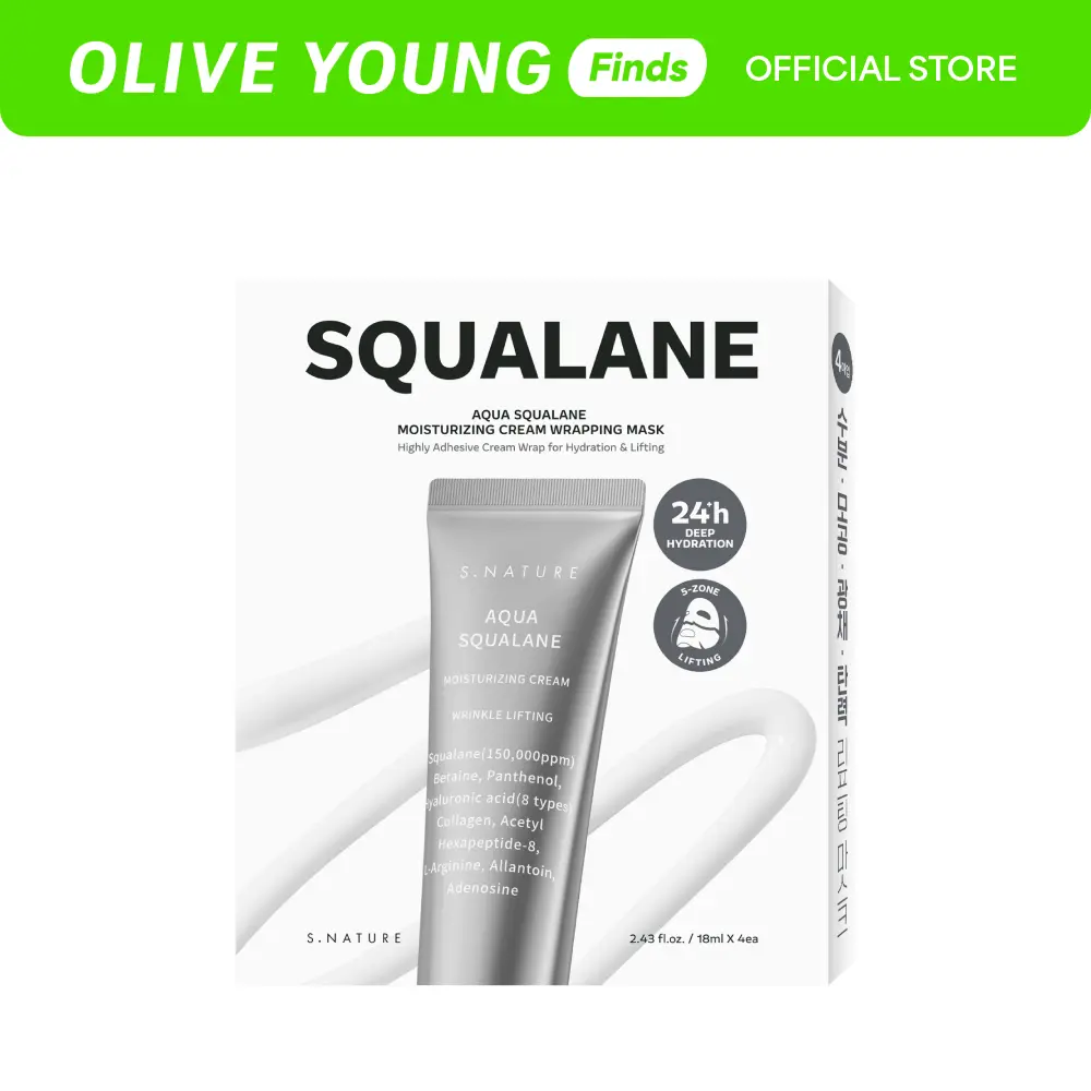 [S.NATURE] Aqua Squalane Moisturizing Cream Wrapping Mask 4 Sheets | 5-in-1 Facial Lifting & Firming Sheet Mask, 240-Hour Deep Hydration with Niacinamide & Collagen for Sagging Pores | Mother's Day Gift