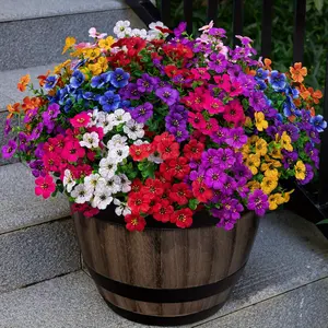 18-Stem Valentine's Day Artificial Eucalyptus | Multi-Color Faux Floral Arrangement, Outdoor Fake Flowers, 9 Bright Colors, Plastic Hanging Decor for Balcony Planters, Weddings & Events, Long-Lasting Faux Flowers (Container Not Included)