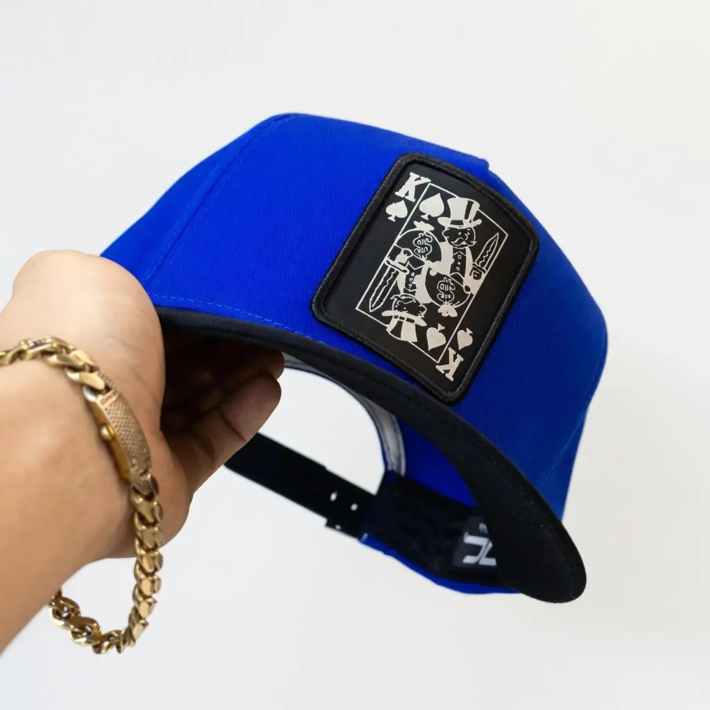 Blue Ace Playing Card Snapback Hat Adjustable Cotton Baseball Cap Embroidered Graphic Patch Flat Bill Streetwear Hip Hop Fashion Unisex Cap for Men Women