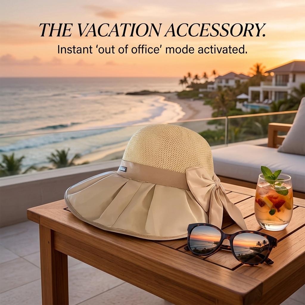 Beach Sun Straw Hats for Women, UPF 50+ UV Sun Protection Wide Brim Summer Straw Hat Foldable Packable Roll up Cap