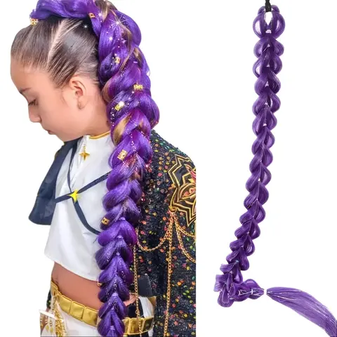 32 in Heat-Friendly Synthetic Clip-In Braided Ponytail Hairpiece - Easy Clipping, Artificial Hair, Instant Color Change for Anime Cosplay, Kpop Ponytail Hairstyles (Synthetic Hair Extensions & Pieces)