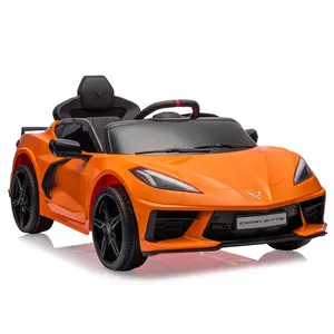 GARVEE Licensed 12V Corvette-Style Toddler Ride-On Car Toy with Remote Control, Visual Dashboard, LED Lights, Music, Ride On Wheels, 7 Color Options: Orange, Light Blue, Rose Red, Red, White, Pink, Dark Blue, Toddler Car