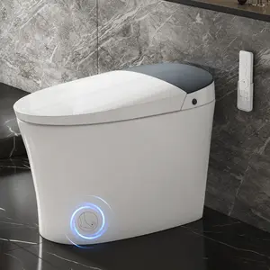 Smart Toilet, Bidet Toilet with Pump Assisted Flush, Foot Sensor Operation, Heated Bidet Seat, Warm Water, Dryer, Digital Display, Night Light, Tankless Toilet with Cleaning Foam Dispenser