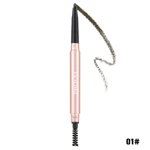 PHOFAY Triangular Eyebrow Pencil Waterproof Long Lasting 24H Smudge-Proof Retractable 3-in-1 Brow Definer with Spoolie Brush Natural Hair-Like Strokes 01#