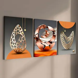 3 count wooden frame canvas, Geometric Abstract pattern poster, aesthetic art, Modern Art Design, Abstract Decoration, Stylish Living Room Decoration, Modern Family Poster, Exquisite corridor Wall Art, HD, waterproof