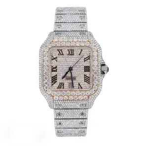 Moissanite Diamonds Unisex Swiss Movement Waterproof Mechanical Watch by Large Chinese Factory