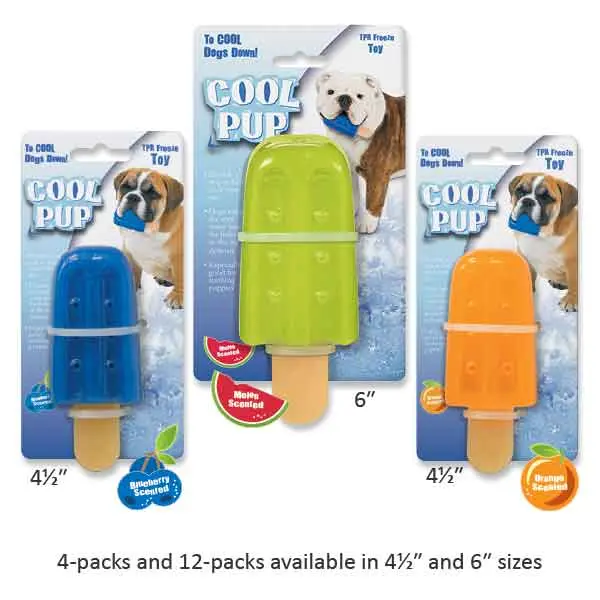 Cool Pup ZA8480-01-69 Mini Popsicle Chew Toy, Orange, Innovative Fun Dog Toy for Pet Retail Solution